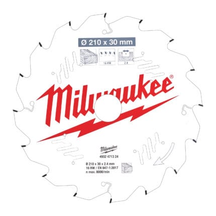 milwaukee lama circolare 210 x 30 mm, a 16 denti con spessore 2.4 mm