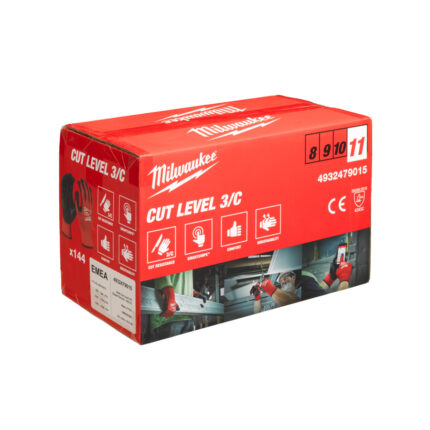 milwaukee guanti spalmati in nitrile a rete cat. taglio c 144 pz