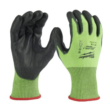 Milwaukee gants enduits de polyuréthane haute visibilité cat. coupure et