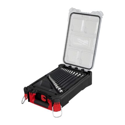 milwauke set packout™ organiser compatto con chiavi combinate maxbite 15 pezzi