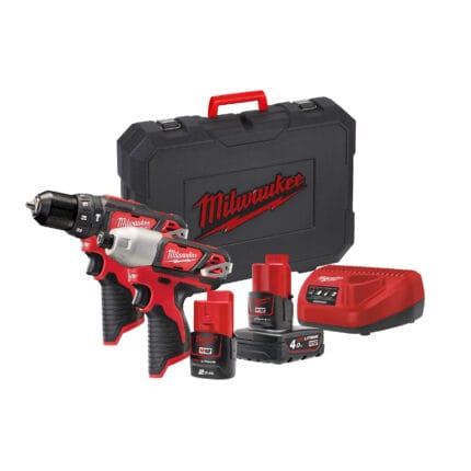 milwauke kit m12™ trapano con percussione + avvitatore a impulsi (12v)