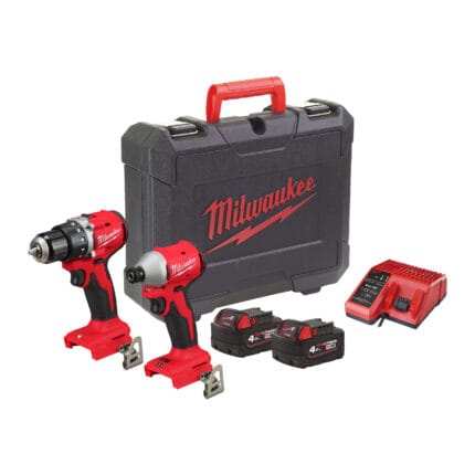 Milwaukee M18™ Compact brushless Drehbohrer + Schlagschrauber-Kit ¼" Sechskant (18v)